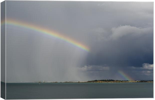 Rain and rainbow looking south Canvas Print by Gary Eason