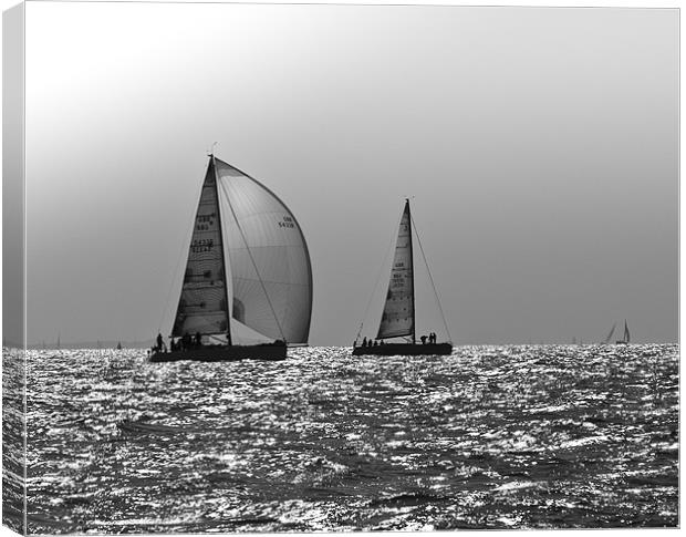 Yachts heading home, Solent Canvas Print by Gary Eason