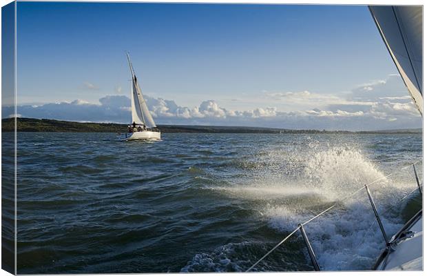 Two yachts sailing hard to windward Canvas Print by Gary Eason