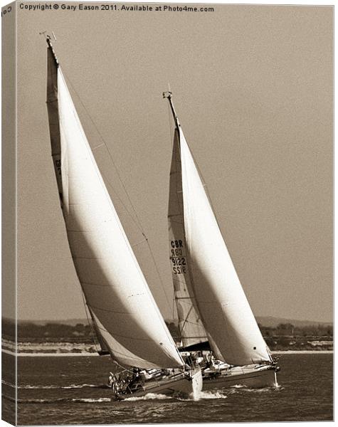 Two yachts sailing upwind Canvas Print by Gary Eason