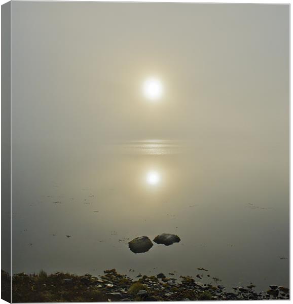 Misty sunrise on the loch Canvas Print by Gary Eason