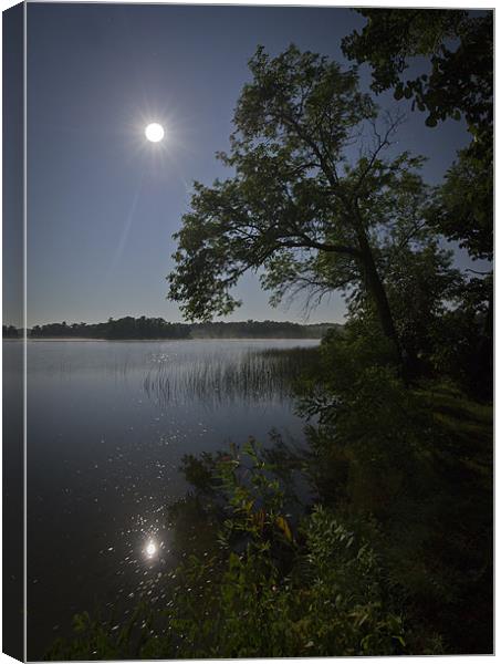 Lake by moonlight Canvas Print by Gary Eason
