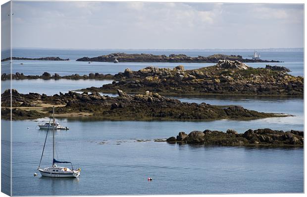 Rocky moorings Iles Chausey Canvas Print by Gary Eason