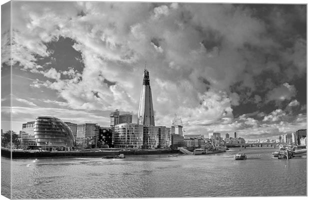 Thames view with Shard, B&W version Canvas Print by Gary Eason