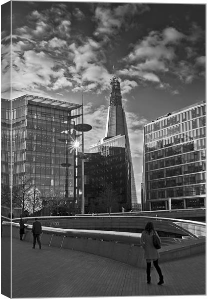 The Shard from the Scoop B&W Canvas Print by Gary Eason