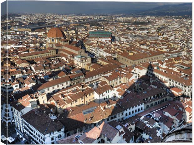 San Lorenzo and Duomo shadow Florence Canvas Print by Gary Eason