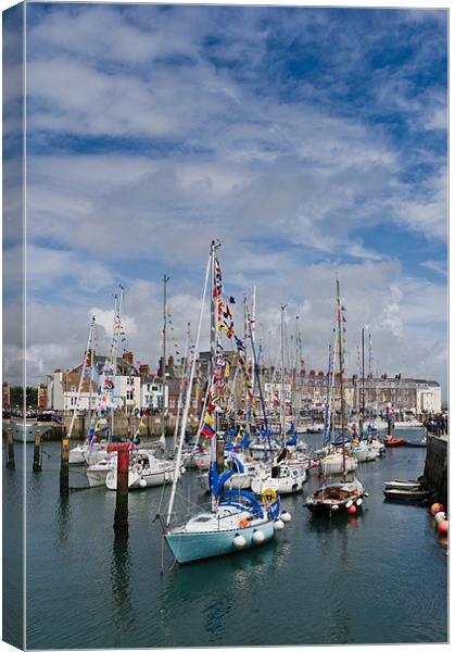 Weymouth yachts with bunting Canvas Print by Gary Eason