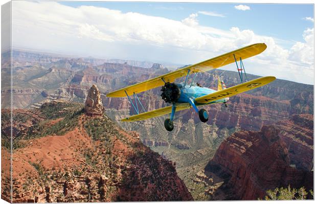 Boeing Stearman at Mount Hayden Grand Canyon Canvas Print by Gary Eason