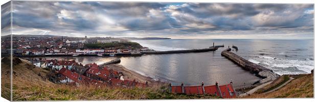 Whitby harbour panorama Canvas Print by Gary Eason