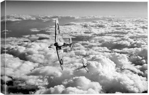 Spitfires turning in black and white version Canvas Print by Gary Eason