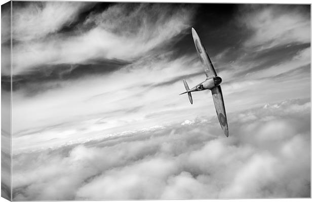 Freedom: Spitfire solo B&W version Canvas Print by Gary Eason