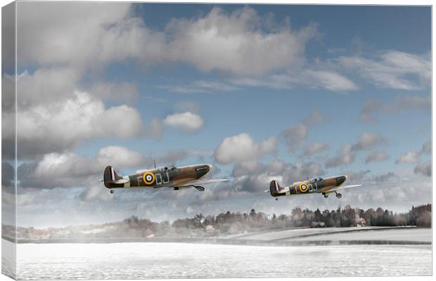 Winter ops: Spitfires Canvas Print by Gary Eason