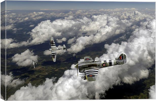 Hawker Typhoons diving Canvas Print by Gary Eason