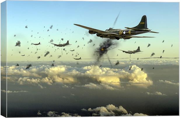 The day job - B17s on bomb run Canvas Print by Gary Eason