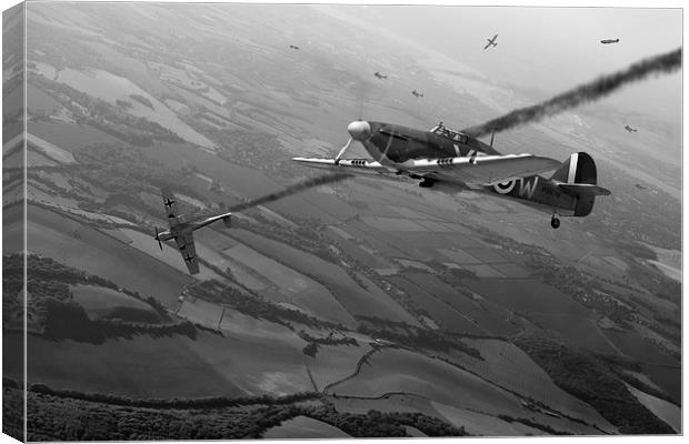 Battle of Britain dogfight black and white version Canvas Print by Gary Eason