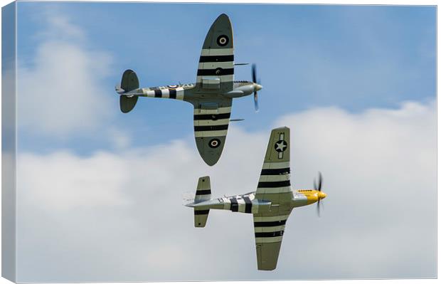 Spitfire and Mustang Canvas Print by Gary Eason