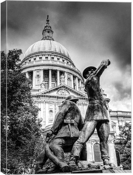 Blitz firefighters memorial grainy black and white Canvas Print by Gary Eason