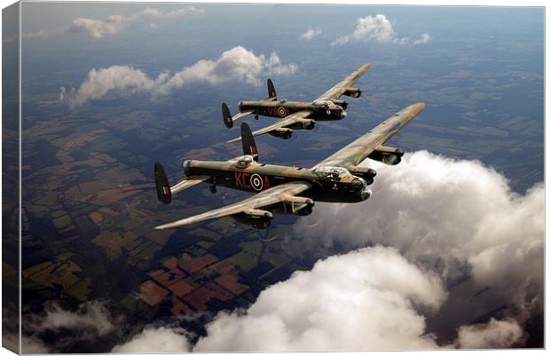 Birds of a feather: two Lancasters Canvas Print by Gary Eason