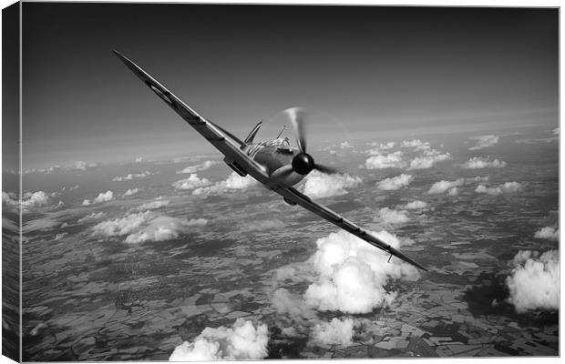 Battle of Britain Spitfire Mk I black and white ve Canvas Print by Gary Eason
