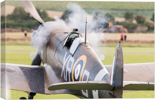 Spitfire engine blowing smoke rings Canvas Print by Gary Eason