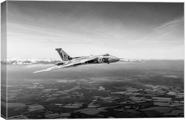 Vulcan in flight 2, black and white version Canvas Print by Gary Eason