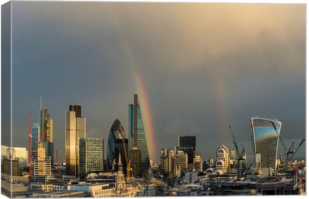 Double rainbow over the City of London Canvas Print by Gary Eason