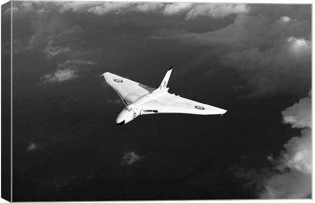 White Vulcan B1 at altitude black and white versio Canvas Print by Gary Eason