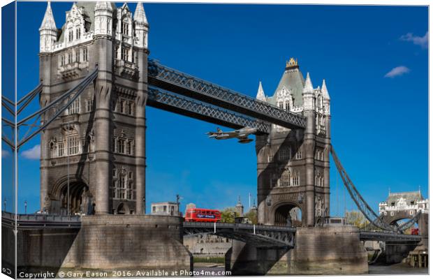 The Tower Bridge Hawker Hunter incident Canvas Print by Gary Eason