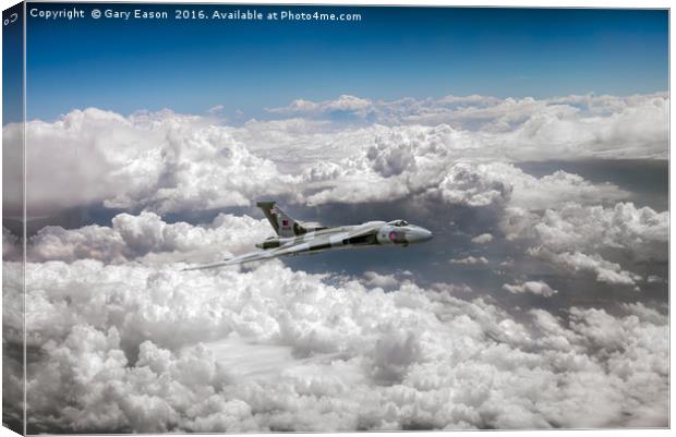 Avro Vulcan and towering clouds Canvas Print by Gary Eason