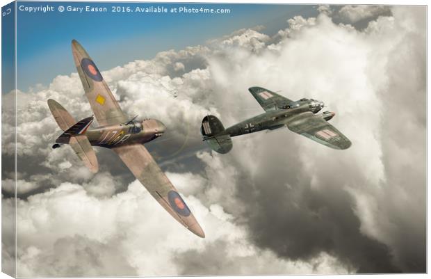 The Chase: Spitfire pursuing Heinkel Canvas Print by Gary Eason