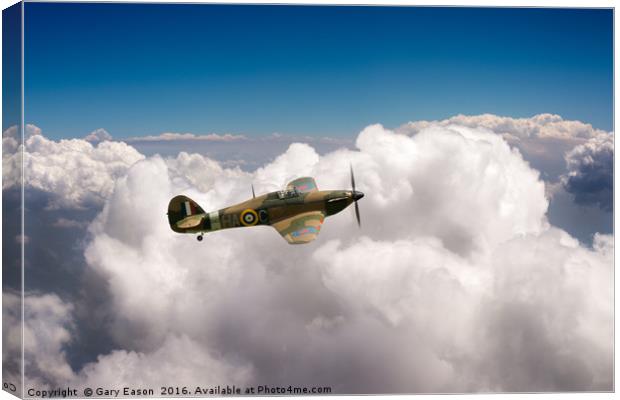 RAF Hawker Hurricane above clouds Canvas Print by Gary Eason