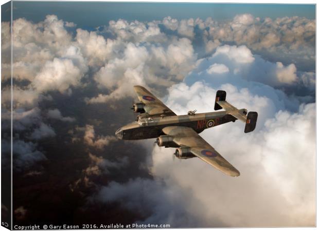 Handley Page Halifax above clouds Canvas Print by Gary Eason