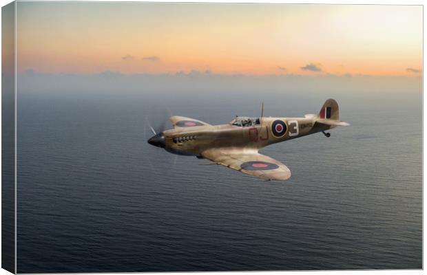 Spitfire EN152 over Gulf of Tunis  Canvas Print by Gary Eason