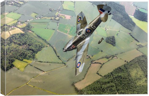 Dive bombing Spitfire XVI Canvas Print by Gary Eason