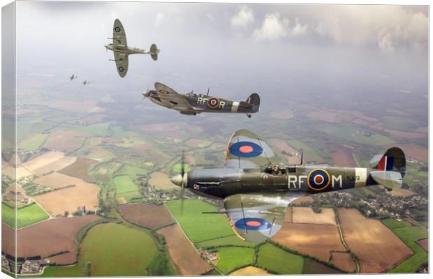 303 Squadron Spitfire sweep Canvas Print by Gary Eason