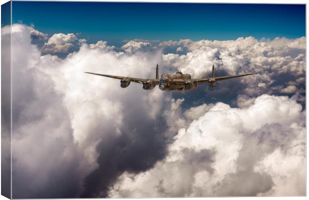 Avro Lancaster LM227 above clouds Canvas Print by Gary Eason