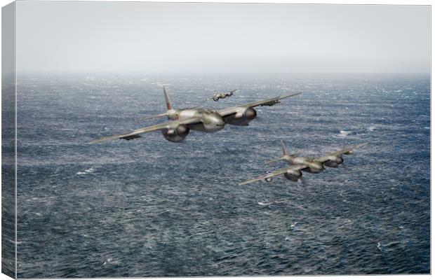 Mosquito fighter bombers over the North Sea Canvas Print by Gary Eason