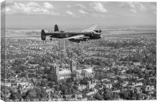 "City of Lincoln" over the City of Lincoln, B&W ve Canvas Print by Gary Eason