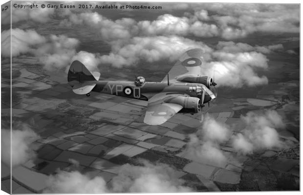 Bristol Blenheim in flight B&W version Canvas Print by Gary Eason