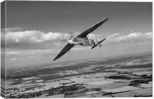 Spitfire TR 9 on a roll, B&W version Canvas Print by Gary Eason