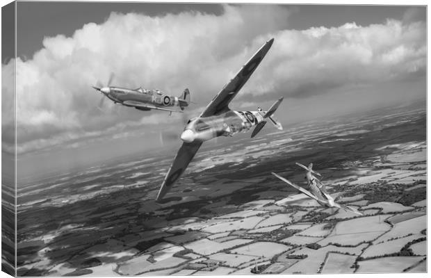 Spitfire TR 9 fighter affiliation, B&W version Canvas Print by Gary Eason