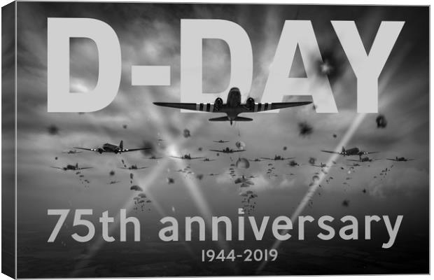 D-Day 75th poster B&W version Canvas Print by Gary Eason