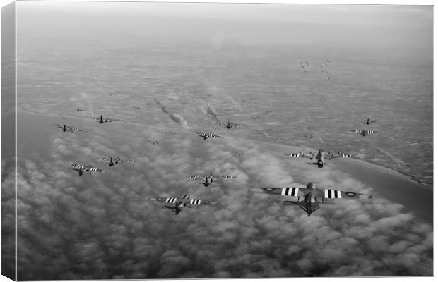 D-Day Stirlings and Horsa gliders B&W version Canvas Print by Gary Eason