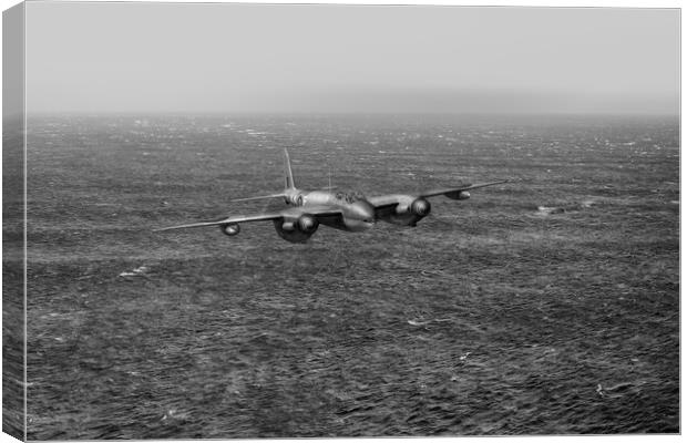Armed reconnaissance Mosquito over the North Sea B&W version Canvas Print by Gary Eason