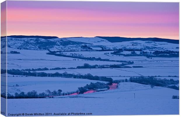 Winter Dawn in the Earn Valley Canvas Print by Derek Whitton