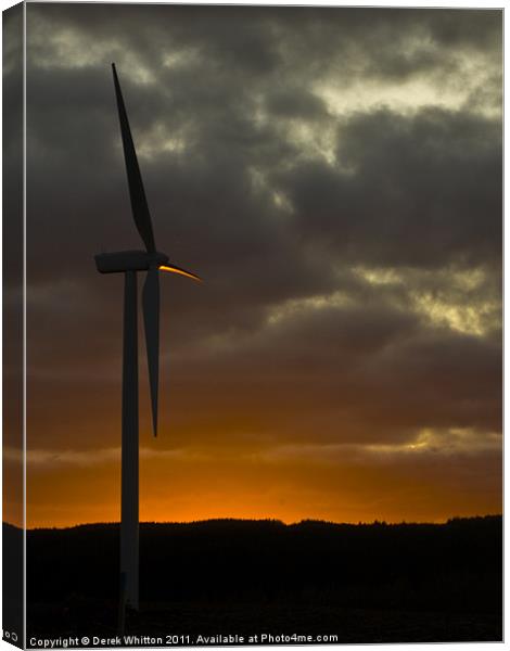 Windfarm sunset Canvas Print by Derek Whitton