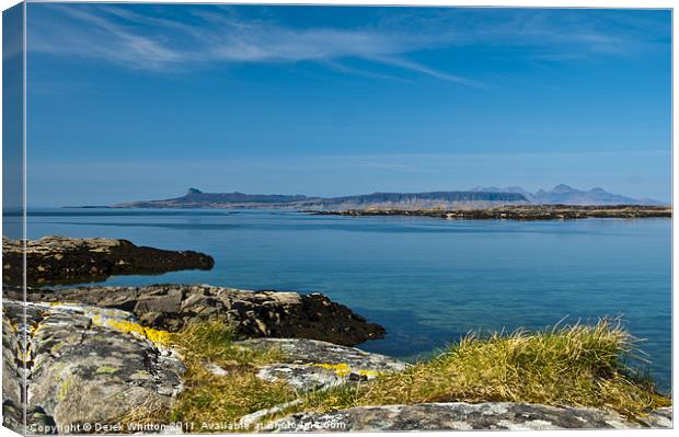 View to Eigg and Rum Canvas Print by Derek Whitton