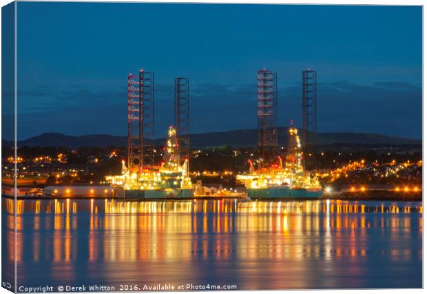 Oil Rigs at Dundee Canvas Print by Derek Whitton