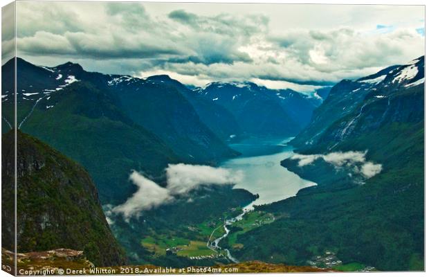 Loen and Lake Lovatnet, Norway 2 Canvas Print by Derek Whitton