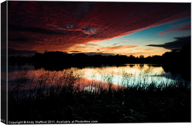Sunset at Cossington South Lakes Canvas Print by Andy Stafford